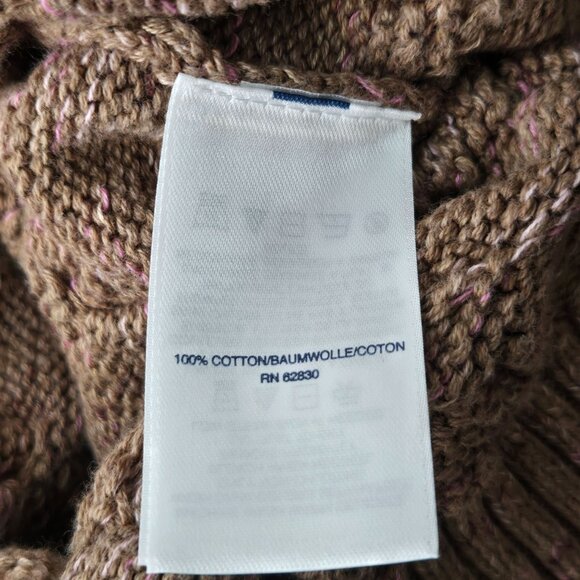 Land's End Drifter Sweater Womens M Brown Chunky Knit Crew Neck Preppy Fishermen - Picture 10 of 14